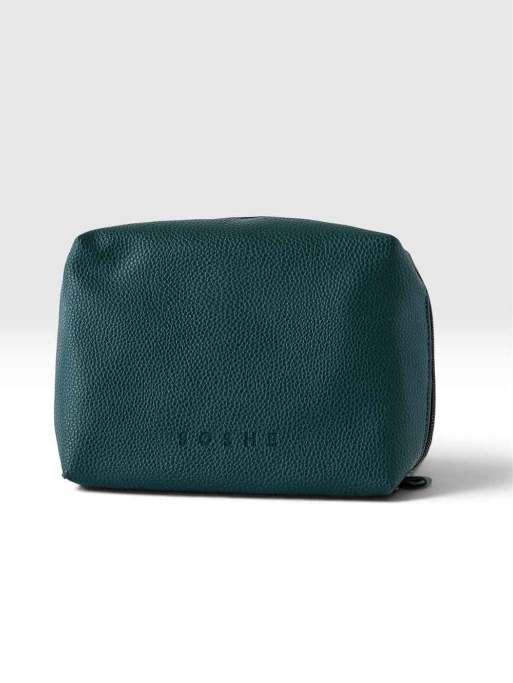 SOSHE Signature Zip-Around Makeup Cosmetic Bag, Vegan Pebbled Leather Finish
